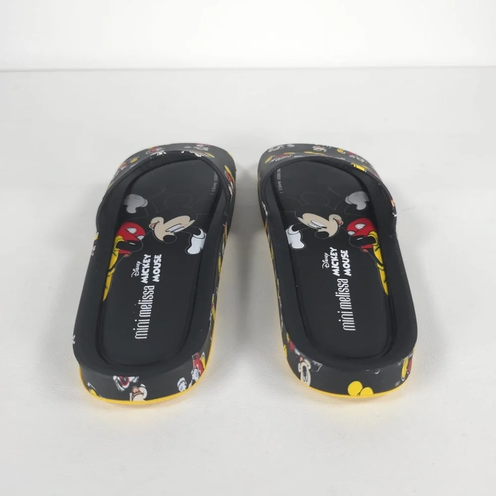 MINI MELISSA Unisex Black Beach Slide III Mickey‎ & Fiends Sandals Size 2 KIDS